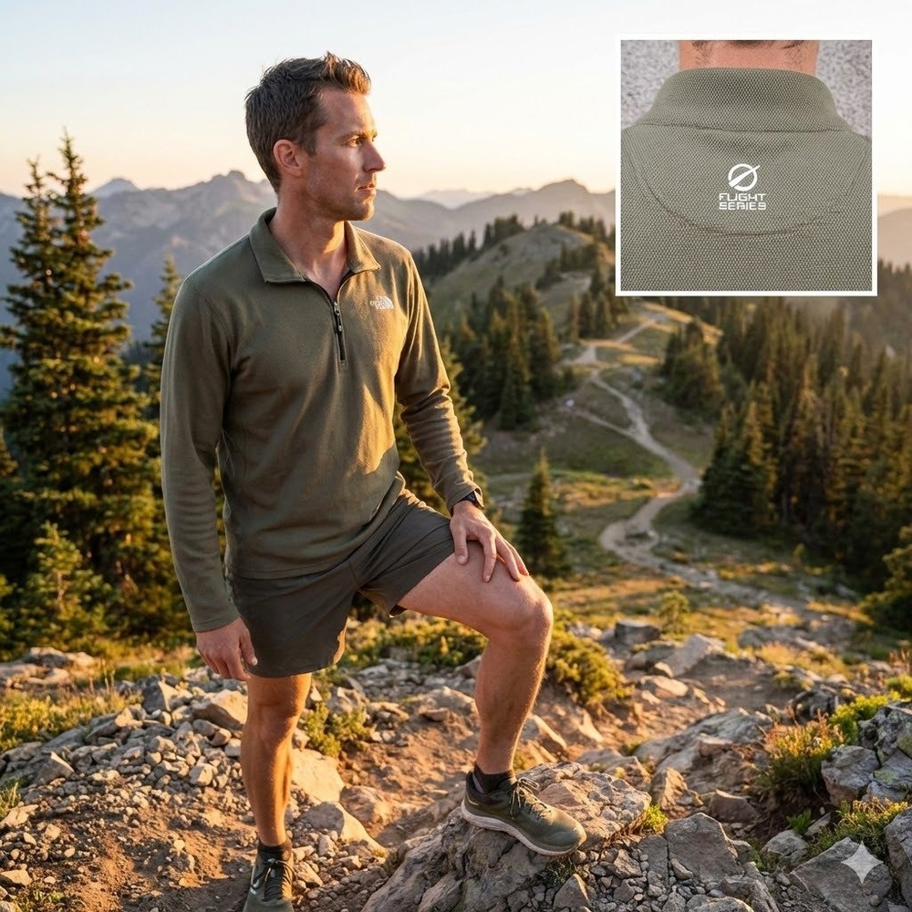 The North Face‎ Flight Series Mens Large Olive Green 1/4 Zip Pullover A579 L